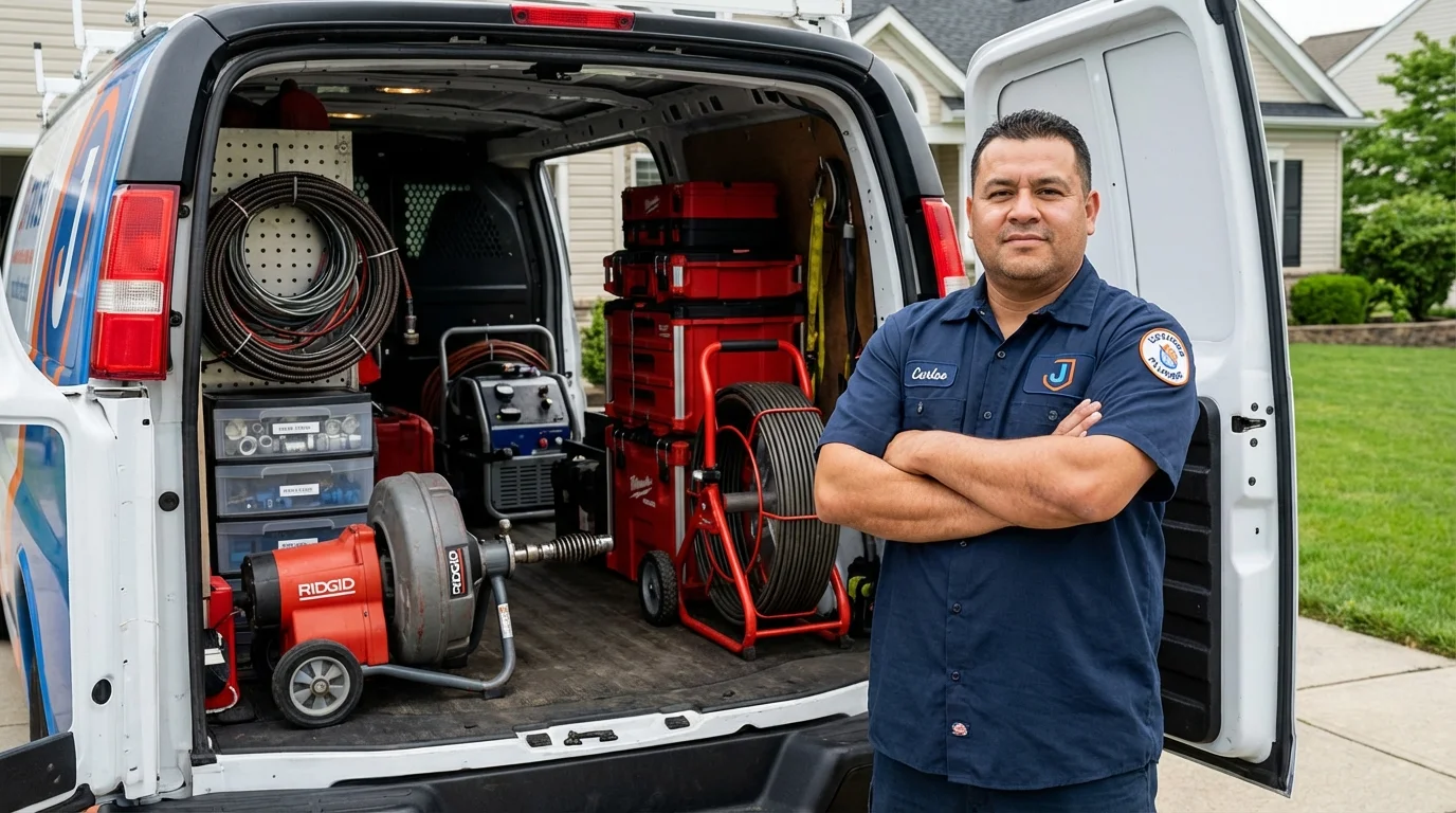 Professional drain cleaning equipment and Johns Plumbing LLC plumber in Brookfield